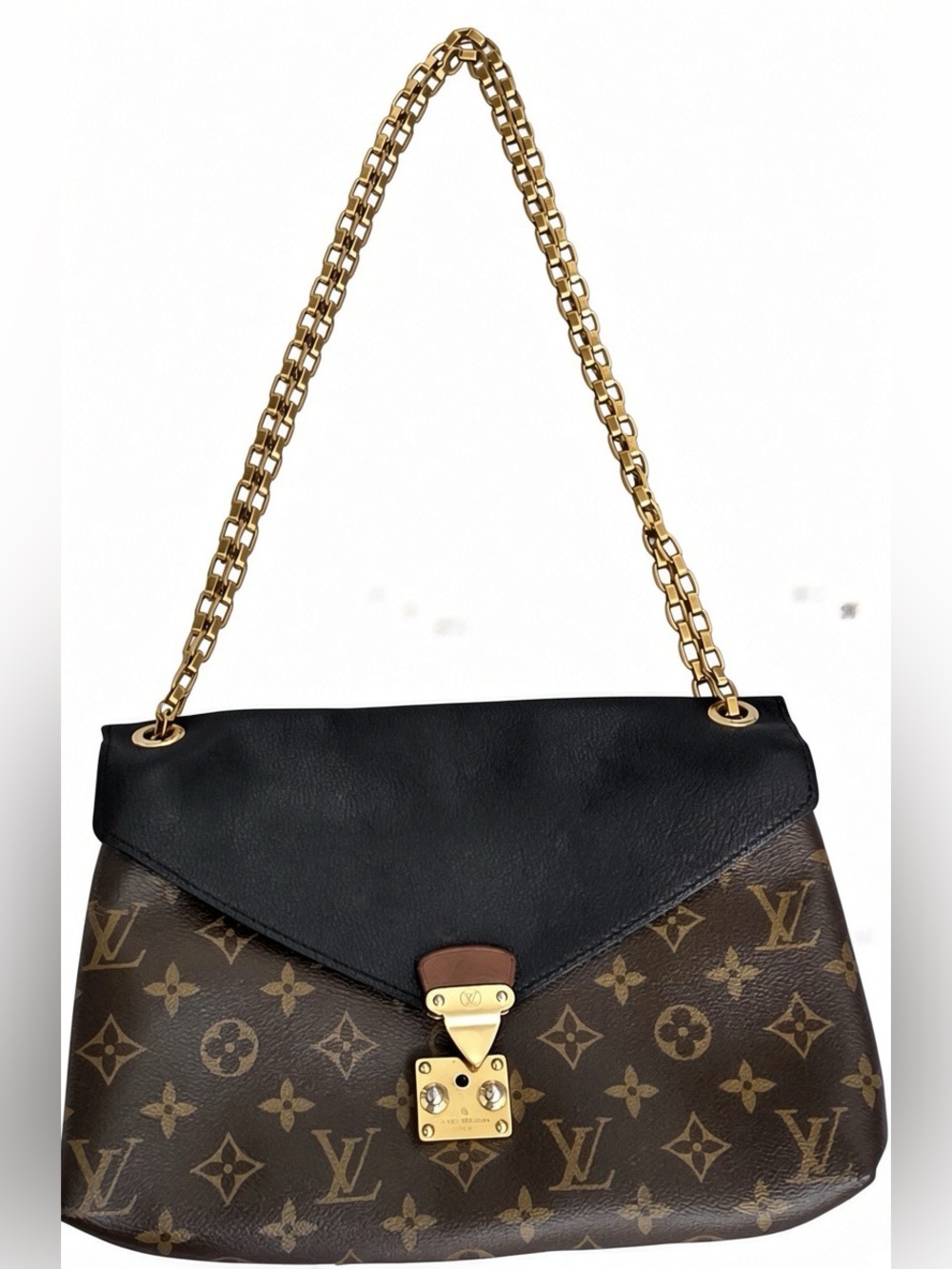 Louis Vuitton Pallas Chain Shoulder Bag Monogram Canvas Noir Black